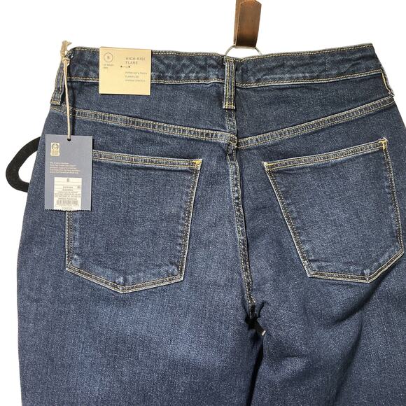 Universal Thread High-Rise Flare Jeans Fitted Hip Dark Wash Vintage Stretch 8 - Picture 2 of 14